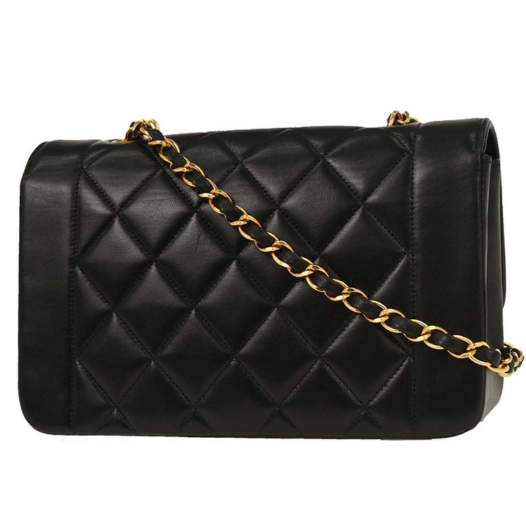 Chanel Black Lambskin Small Diana Shoulder Bag 124986