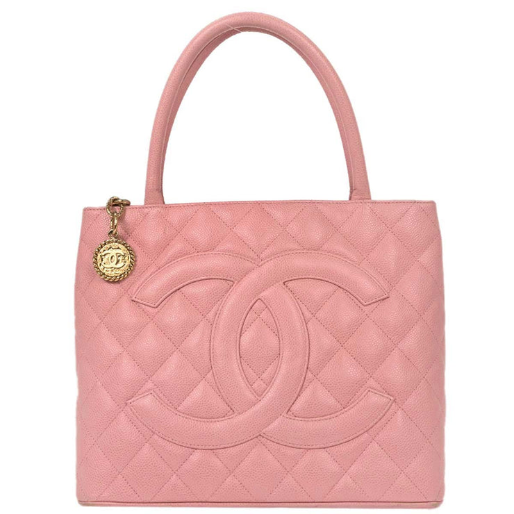 Chanel Pink Calfskin Medallion Tote Handbag 124987