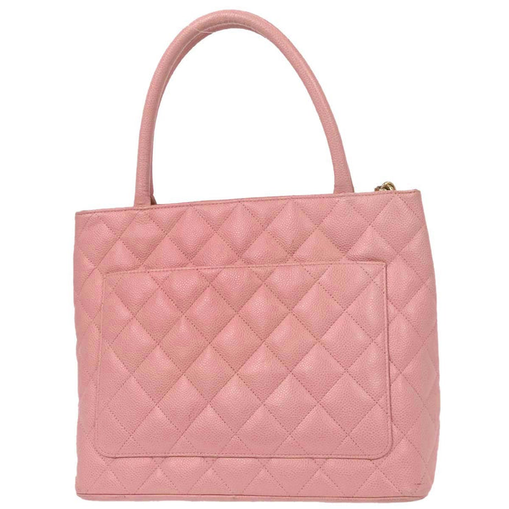 Chanel Pink Calfskin Medallion Tote Handbag 124987
