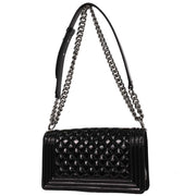 Boy Chanel Black Patent Leather Medium Shoulder Bag 124988