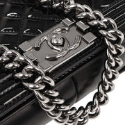 Boy Chanel Black Patent Leather Medium Shoulder Bag 124988