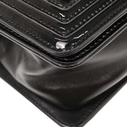 Boy Chanel Black Patent Leather Medium Shoulder Bag 124988