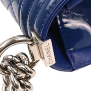 Boy Chanel Blue Patent Leather Medium Shoulder Bag 124989