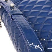 Boy Chanel Blue Patent Leather Medium Shoulder Bag 124989