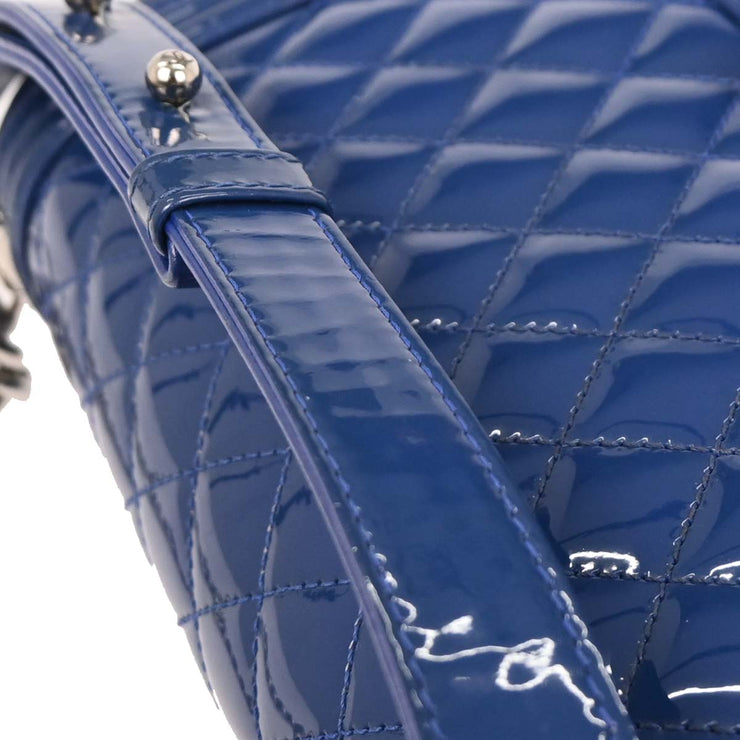 Boy Chanel Blue Patent Leather Medium Shoulder Bag 124989
