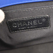 Boy Chanel Blue Patent Leather Medium Shoulder Bag 124989
