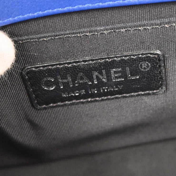 Boy Chanel Blue Patent Leather Medium Shoulder Bag 124989