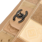 Chanel * Brown Mixed Material Patchwork Single Flap Bag Medium 124990