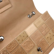 Chanel * Brown Mixed Material Patchwork Single Flap Bag Medium 124990