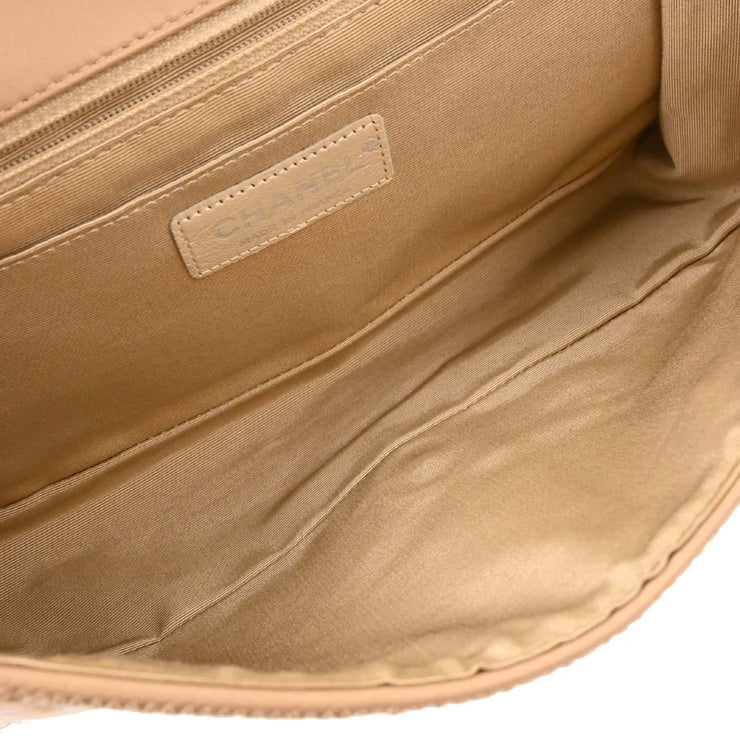 Chanel * Brown Mixed Material Patchwork Single Flap Bag Medium 124990
