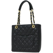 Chanel Black Calfskin Petite Shopping Tote PST Chain Handbag 124991