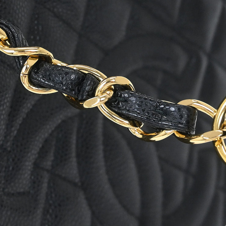 Chanel Black Calfskin Petite Shopping Tote PST Chain Handbag 124991