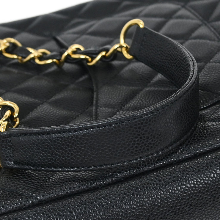 Chanel Black Calfskin Petite Shopping Tote PST Chain Handbag 124991