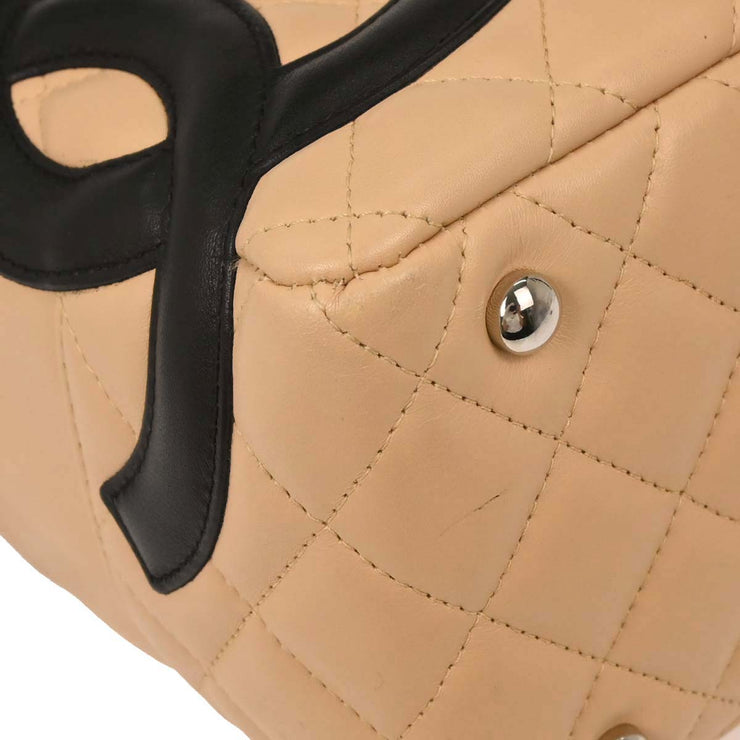 Chanel Beige Calfskin Cambon Ligne Bowling Bag 124994