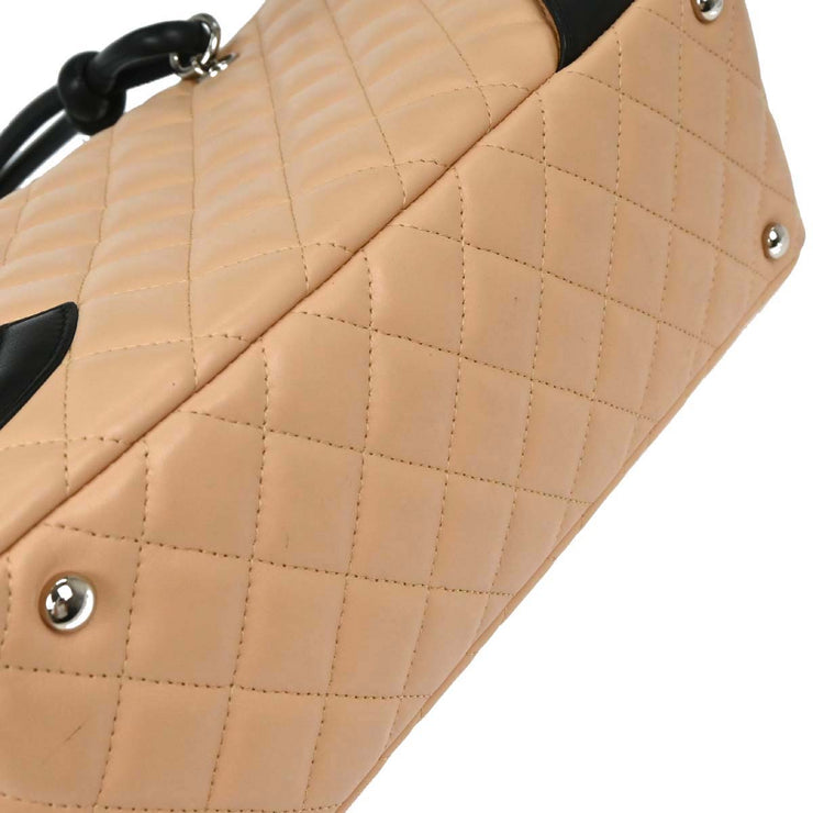 Chanel Beige Calfskin Cambon Ligne Bowling Bag 124994