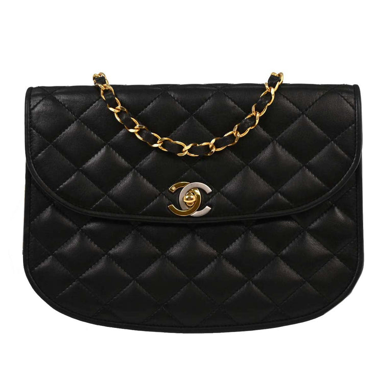 Chanel Black Lambskin Paris Shoulder Bag 124995