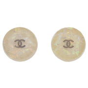 Chanel Button Earrings Clip-On White 99A 125001