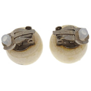 Chanel Button Earrings Clip-On White 99A 125001