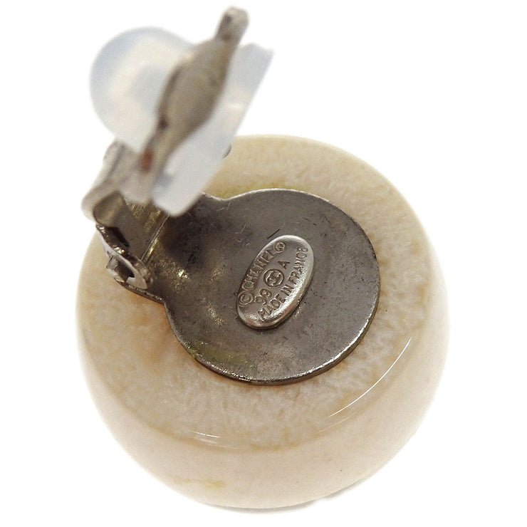 Chanel Button Earrings Clip-On White 99A 125001