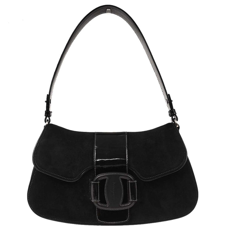 Salvatore Ferragamo Black Suede Vara Handbag AU-21/3764 125016