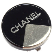 Chanel Button Earrings Clip-On Silver Black 00A 125019