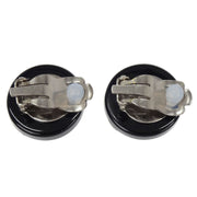 Chanel Button Earrings Clip-On Silver Black 00A 125019