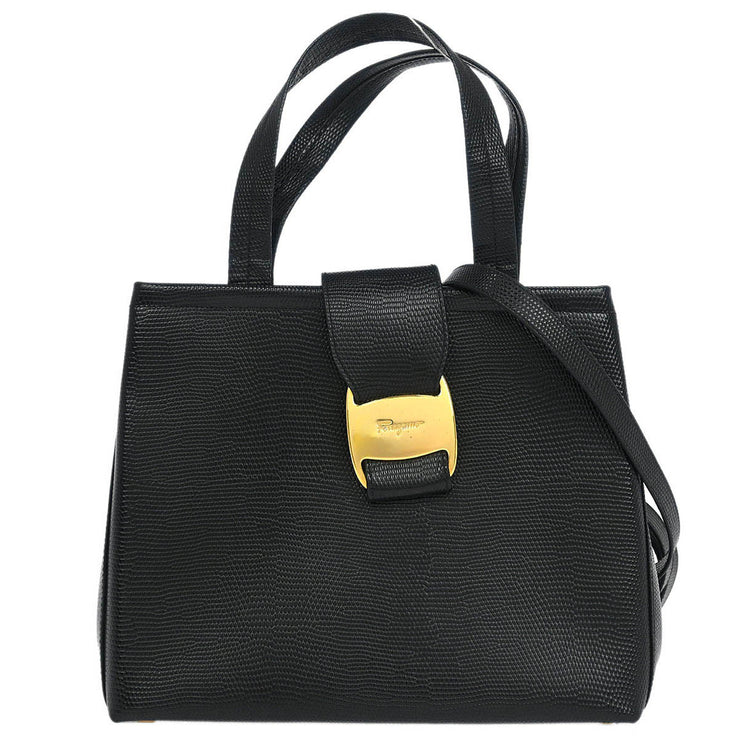 Salvatore Ferragamo Black Vara 2way Handbag AQ-21 8252 125022