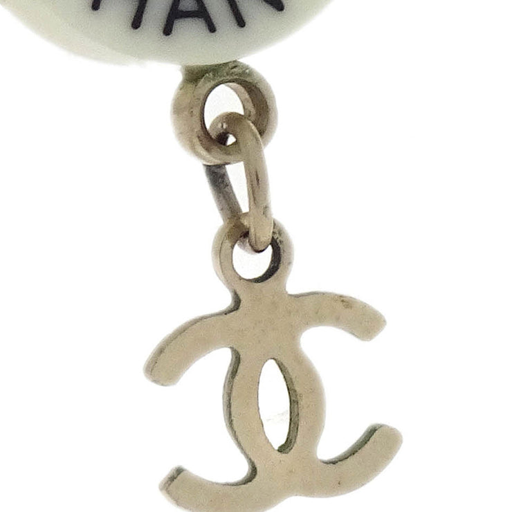 Chanel Button Piercing Earrings White 07P 125025