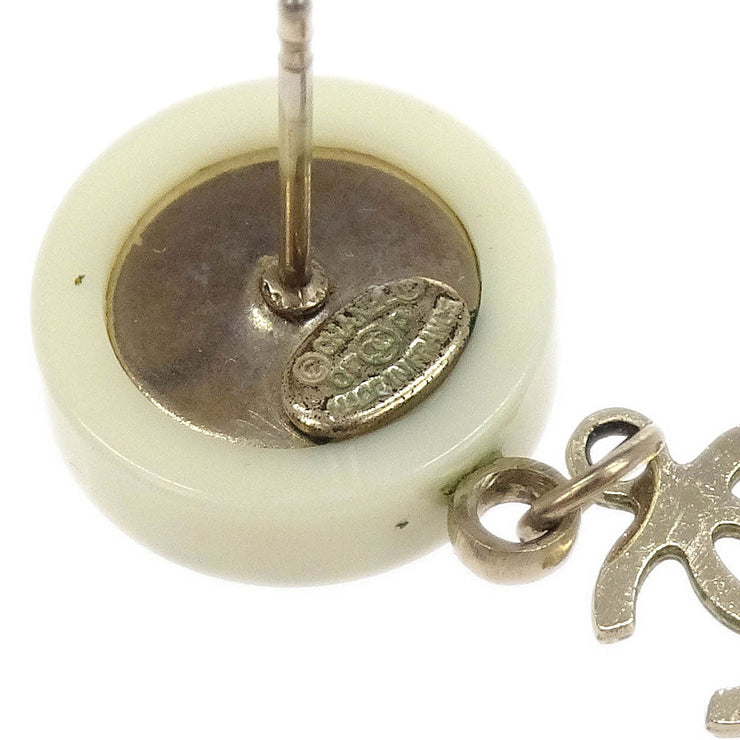 Chanel Button Piercing Earrings White 07P 125025
