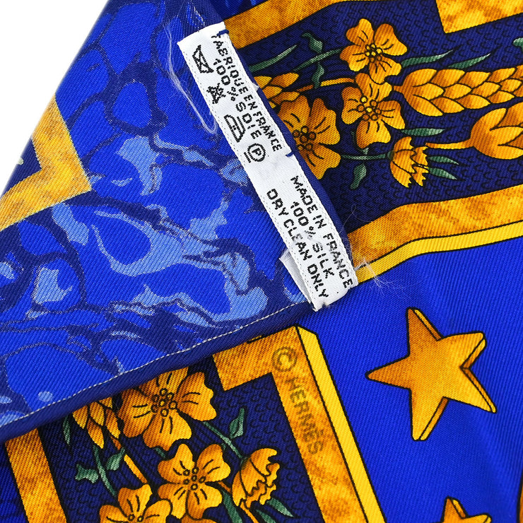 Hermes Scarf Carre 90 Carpe Diem Blue Small Good 125028