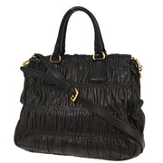 Prada Black Lambskin Handbag B1336M 8 7 165 125044