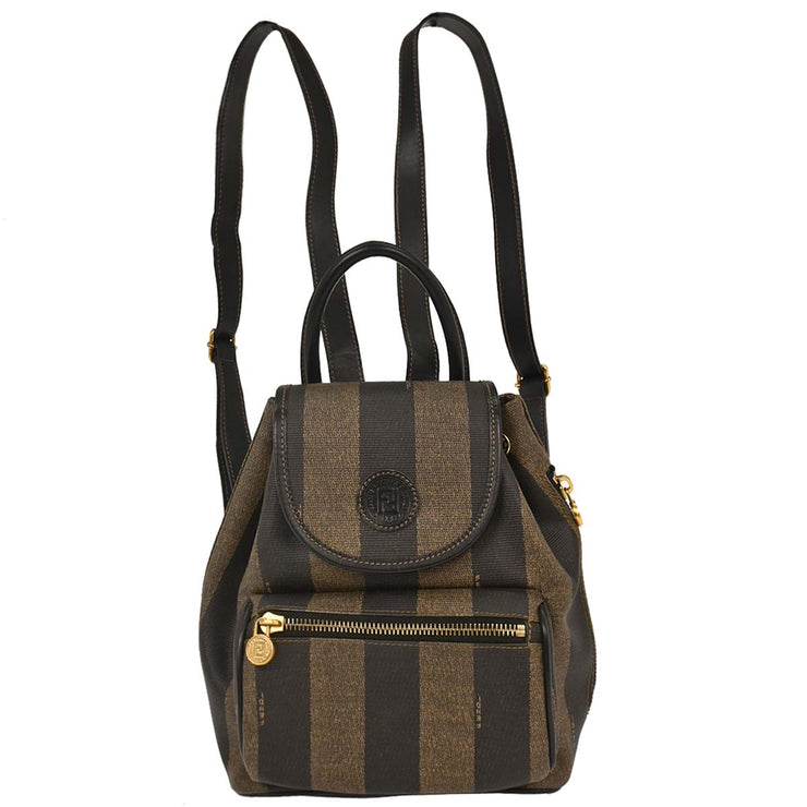 Fendi Brown Black PVC Pequin Backpack 125051