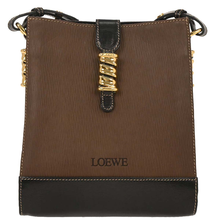 Loewe Black Brown Leather Velazquez Shoulder Bag 125053