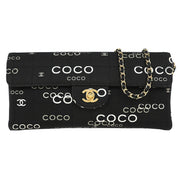 Chanel Black Canvas COCO East West Choco Bar Shoulder Bag 125064