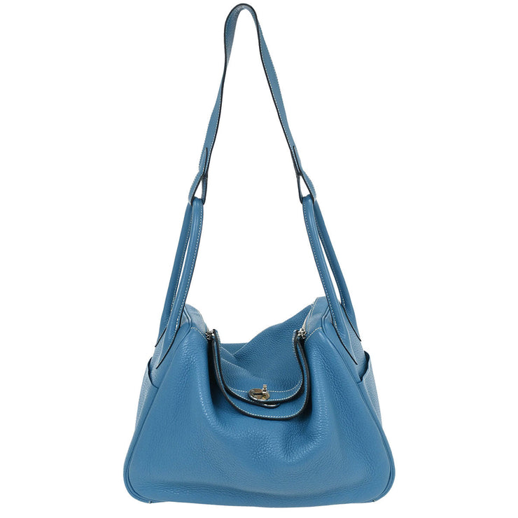 Hermes Blue Jean Taurillon Clemence Lindy 34 Shoulder Bag 109A Square:Q 125072