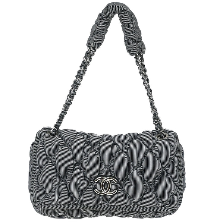 Chanel Black Nylon Bubble Quilt Handbag 125081
