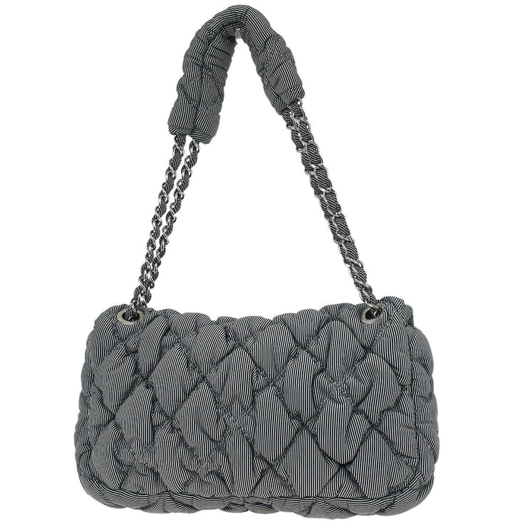 Chanel Black Nylon Bubble Quilt Handbag 125081