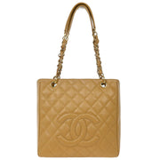 Chanel Beige Calfskin Petite Shopping Tote PST Chain Handbag 125082