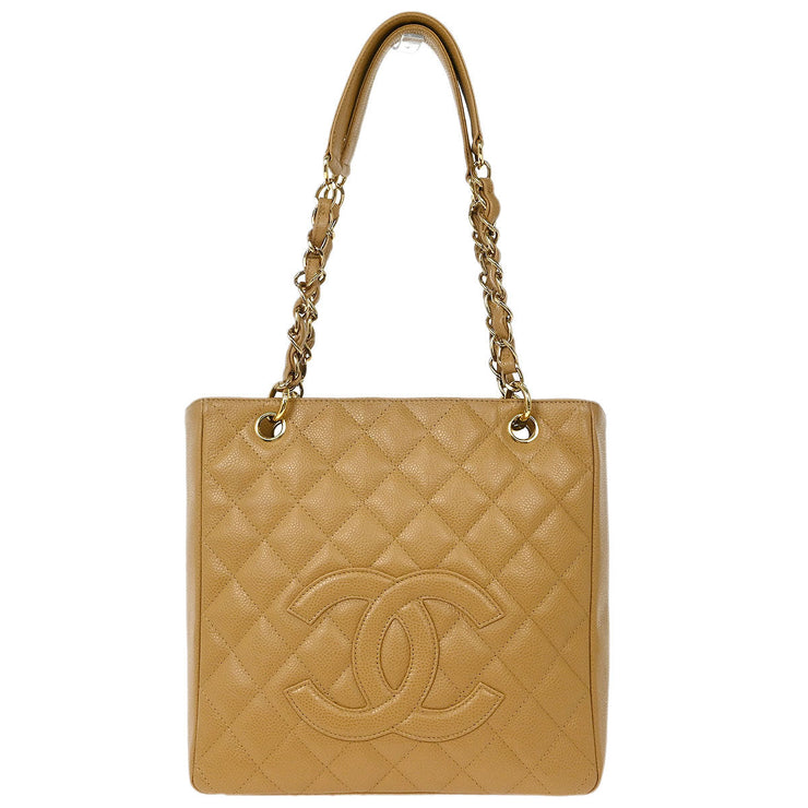 Chanel Beige Calfskin Petite Shopping Tote PST Chain Handbag 125082