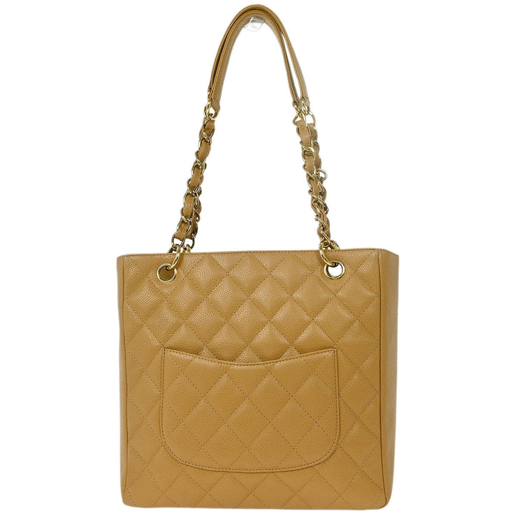 Chanel Beige Calfskin Petite Shopping Tote PST Chain Handbag 125082