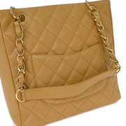 Chanel Beige Calfskin Petite Shopping Tote PST Chain Handbag 125082