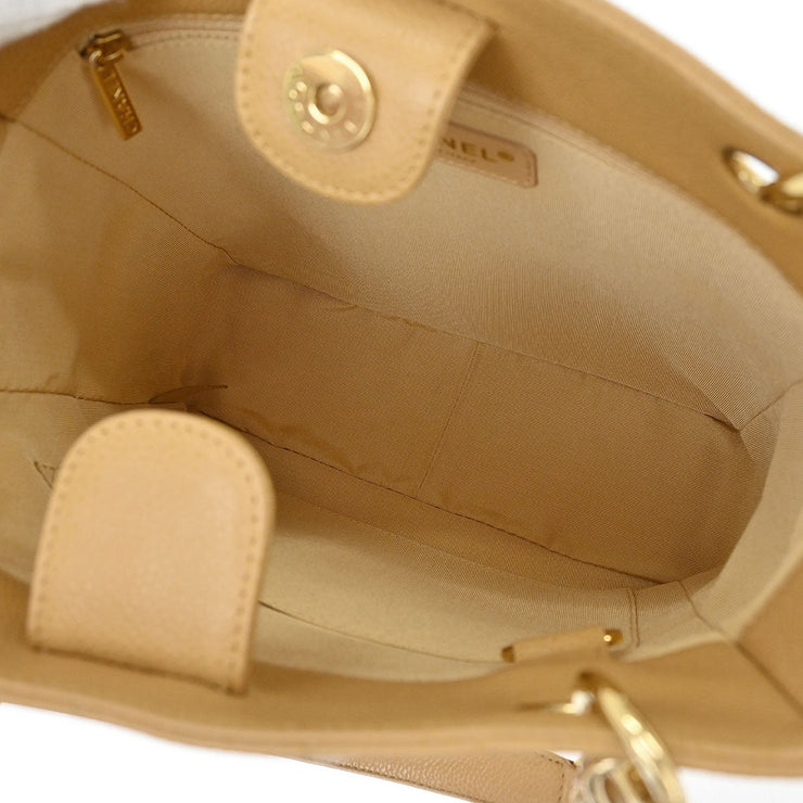 Chanel Beige Calfskin Petite Shopping Tote PST Chain Handbag 125082