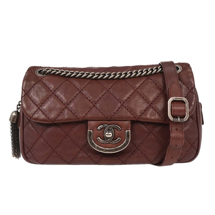 Chanel Bordeaux Calfskin Paris-Edinburgh Coco Sporran Flap Bag 125085