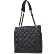 Chanel Black Calfskin Petite Shopping Tote PST Chain Handbag 125086