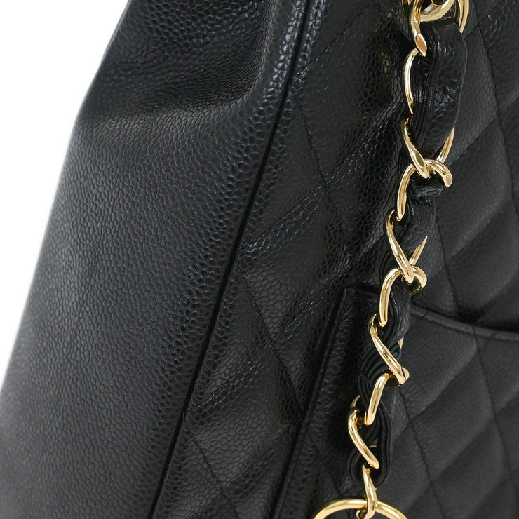 Chanel Black Calfskin Petite Shopping Tote PST Chain Handbag 125086