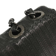 Chanel Black Lambskin Laser Cut Single Flap Shoulder Bag 125089