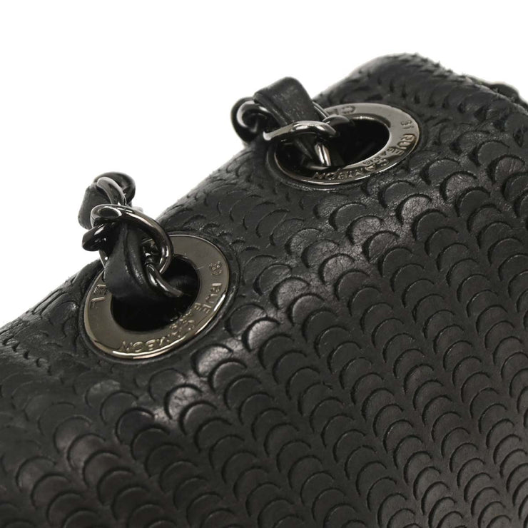 Chanel Black Lambskin Laser Cut Single Flap Shoulder Bag 125089