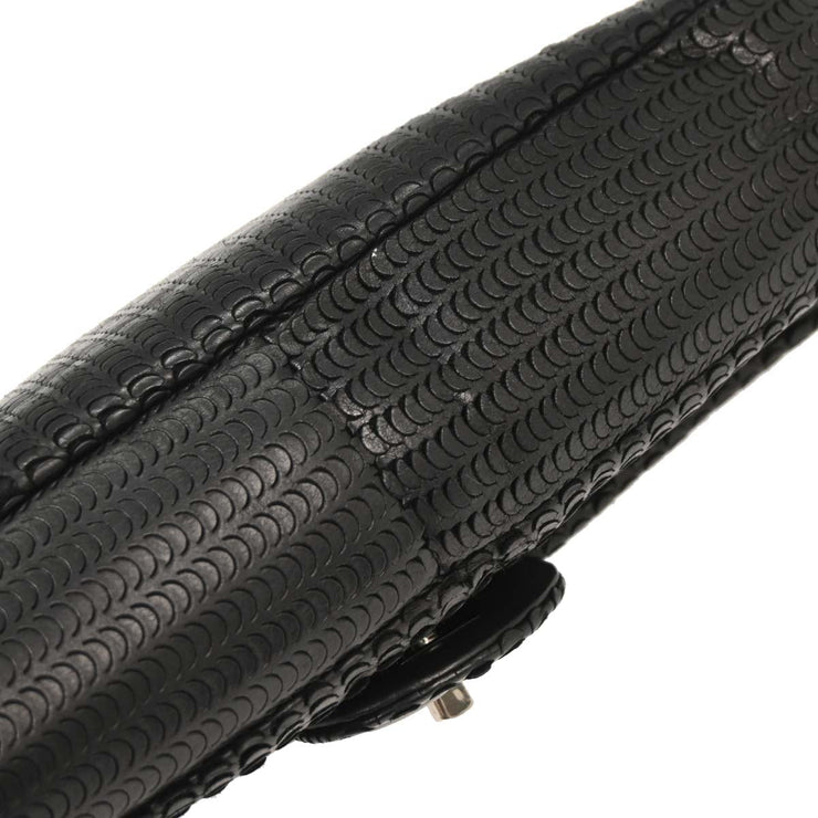 Chanel Black Lambskin Laser Cut Single Flap Shoulder Bag 125089