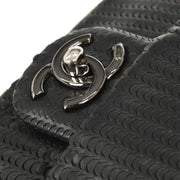 Chanel Black Lambskin Laser Cut Single Flap Shoulder Bag 125089