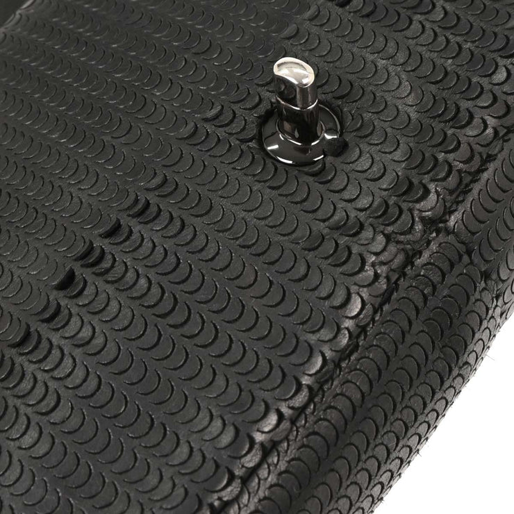 Chanel Black Lambskin Laser Cut Single Flap Shoulder Bag 125089